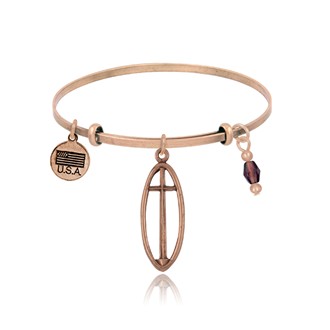 Cross in Oval Adjustable Bangle Bracelet